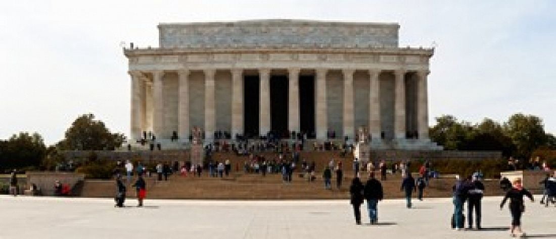People at Lincoln Memorial The Mall Washington DC USA Canvas Art - Panoramic Images (15 x 6)