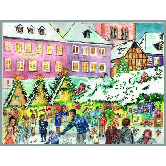 People at a Christmas Market German Advent Calendar Made in Germany Countdown