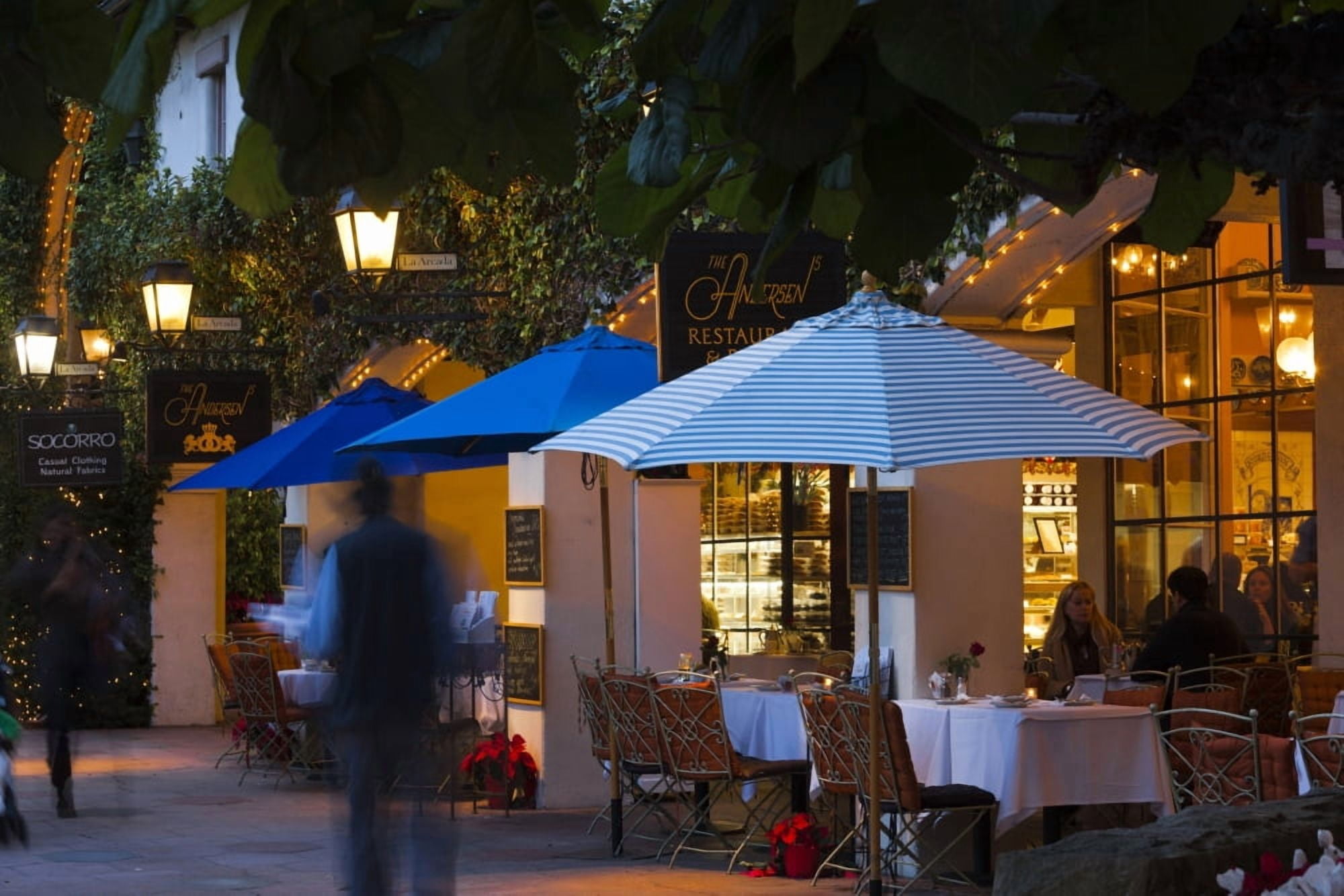 People at cafe along State Street Santa Barbara California USA Canvas Art - Panoramic Images (36 x 12)