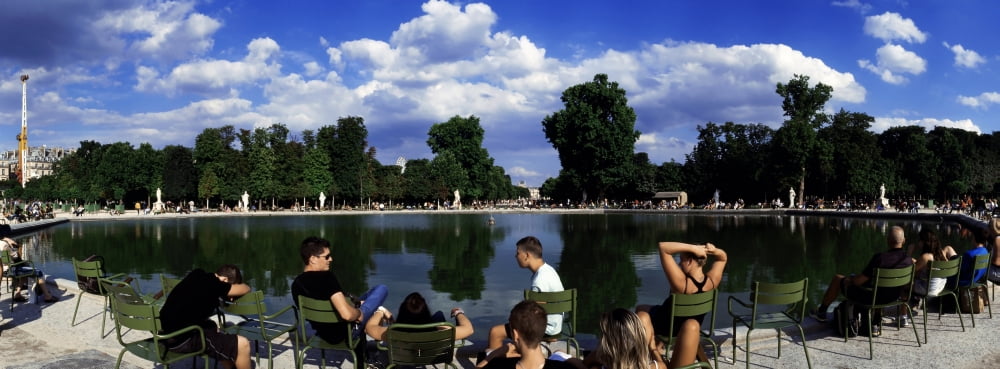 People at pond side Jardin des Tuileries Paris Ile-de-France France Canvas Art - Panoramic Images (27 x 9)