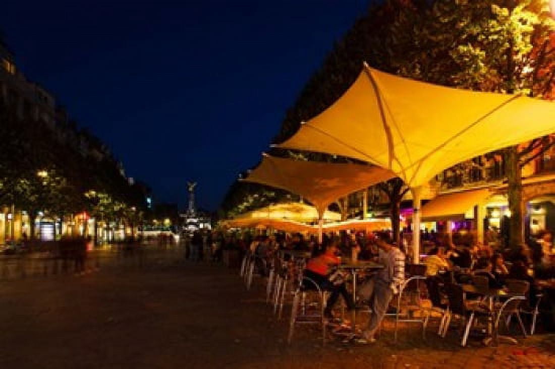 People at sidewalk cafes in a city Place Drouet dErlon Reims Marne Champagne-Ardenne France Canvas Art - Panoramic Images (36 x 24)