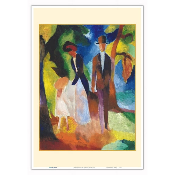 People by a Blue Lake - From an Original Color Painting by August Macke c.1913 - Master Art Print (Unframed) 13in x 19in