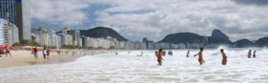 People enjoying on Copacabana Beach with Sugarloaf Mountain in background Rio De Janeiro Brazil Canvas Art - Panoramic Images (36 x 12)
