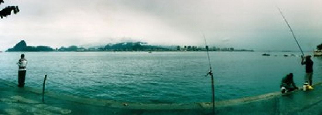 People fishing Guanabara Bay Niteroi Rio de Janeiro Brazil Canvas Art - Panoramic Images (18 x 7)