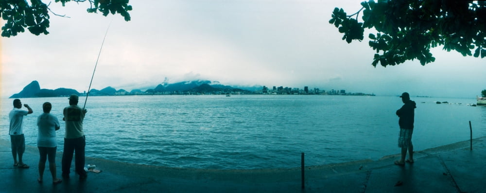 People fishing Guanabara Bay Niteroi Rio de Janeiro Brazil Canvas Art - Panoramic Images (36 x 12)