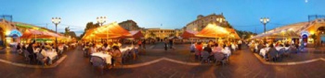 People having outdoor dining at evening Nice Provence-Alpes-Cote dAzur France Canvas Art - Panoramic Images (40 x 10)