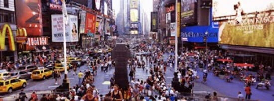 People in a city Times Square Manhattan New York City New York State USA Canvas Art - Panoramic Images (18 x 7)