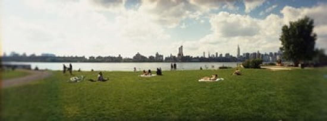 People in a park East River Park East River Williamsburg Brooklyn New York City New York State USA Canvas Art - Panoramic Images (15 x 6)
