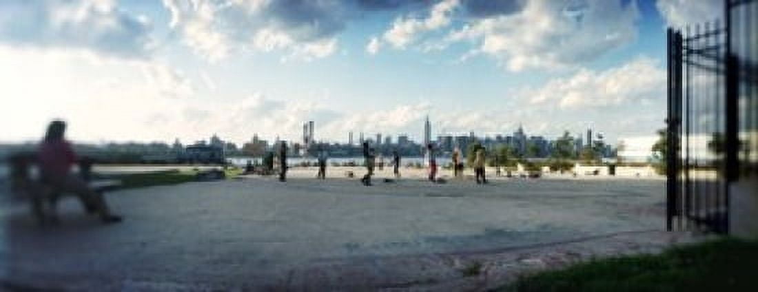 People in a park East River Park East River Williamsburg Brooklyn New York City New York State USA Canvas Art - Panoramic Images (15 x 6)