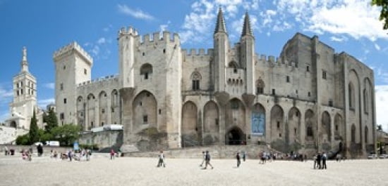 People in front of a palace Palais des Papes Avignon Vaucluse Provence-Alpes-Cote dAzur France Canvas Art - Panoramic Images (24 x 12)