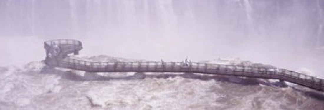 People on cat walks at floodwaters on Iguacu Falls Brazil Canvas Art - Panoramic Images (18 x 6)