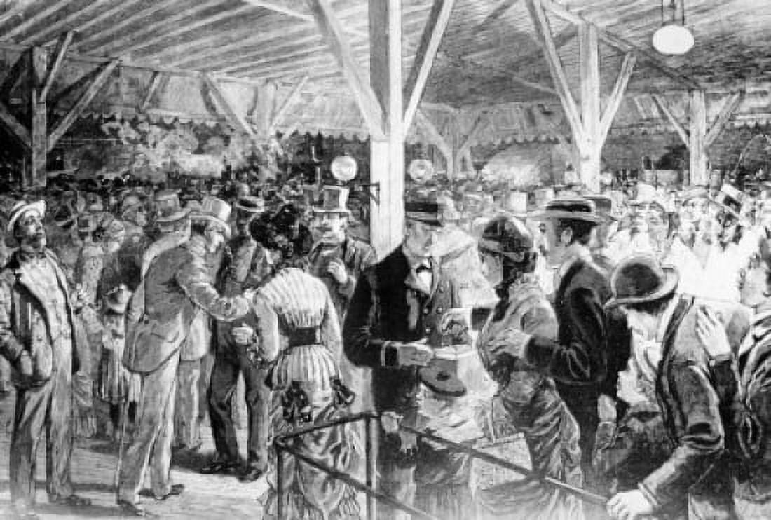 People on railway station Canvas Art - (18 x 24)