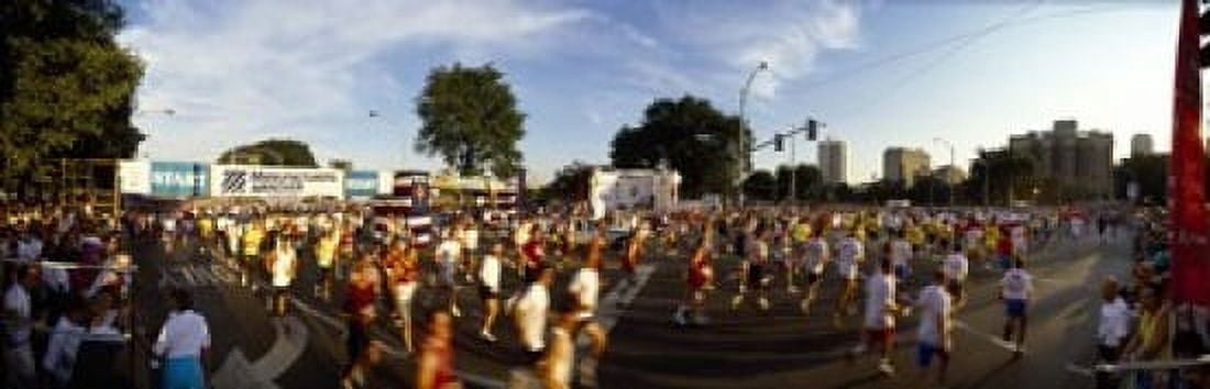 People participating in a marathon Chicago Cook County Illinois USA Canvas Art - Panoramic Images (18 x 6)