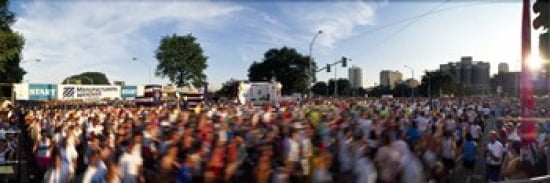 People participating in a marathon Chicago Cook County Illinois USA Canvas Art - Panoramic Images (36 x 12)