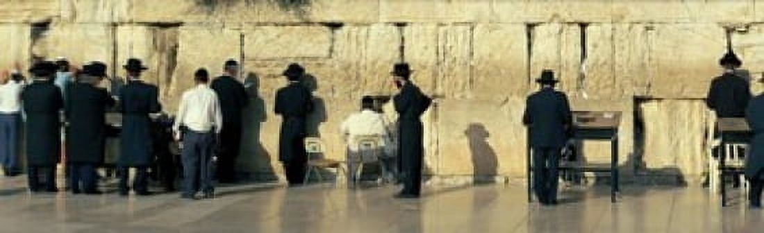 People praying at Wailing Wall Jerusalem Israel Canvas Art - Panoramic Images (15 x 5)