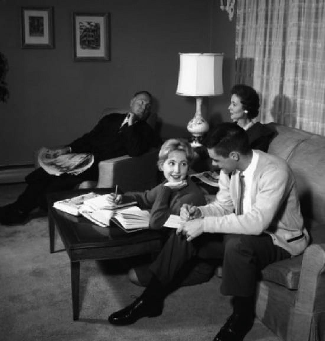 People relaxing in living room Canvas Art - (24 x 36)