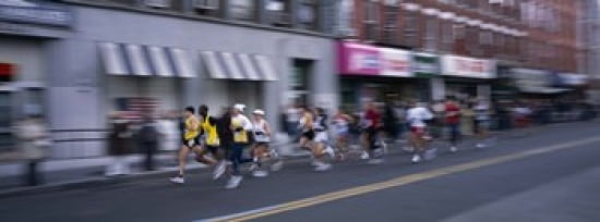People running in New York City Marathon Manhattan Avenue Greenpoint Brooklyn New York City New York State USA Canvas Art - Panoramic Images (36 x 13)