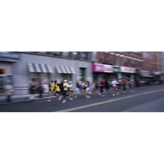 People running in New York City Marathon Manhattan Avenue Greenpoint Brooklyn New York City New York State USA Canvas Art - Panoramic Images (36 x 13)
