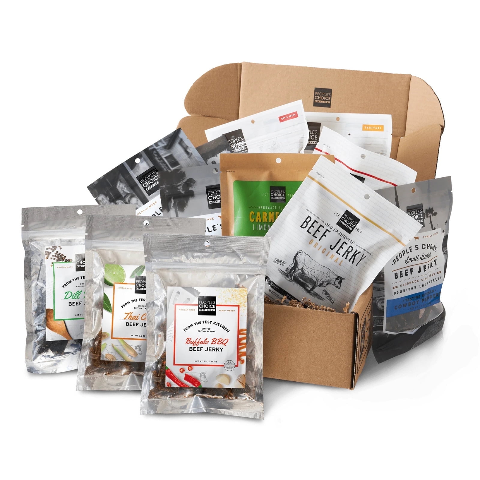 People's Choice Beef Jerky - Jerky Box - One of Everything - Meat Snack Sampler - 12 Bags