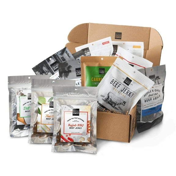 People's Choice Beef Jerky - Jerky Box - One of Everything - Meat Snack Sampler - 12 Bags