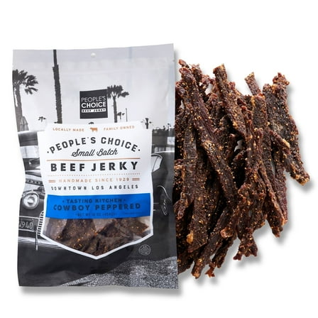 People's Choice Beef Jerky Tasting Kitchen Cowboy Peppered - High Protein - 1 lb Bag