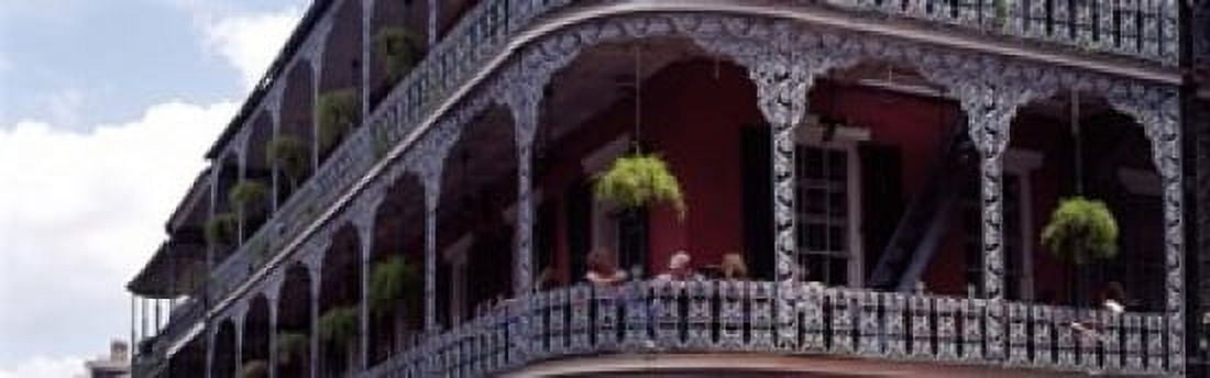 People sitting in a balcony French Quarter New Orleans Louisiana USA Canvas Art - Panoramic Images (18 x 6)