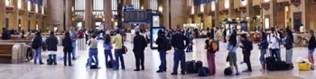 People waiting in a railroad station 30th Street Station Schuylkill River Philadelphia Pennsylvania USA Canvas Art - Panoramic Images (20 x 5)