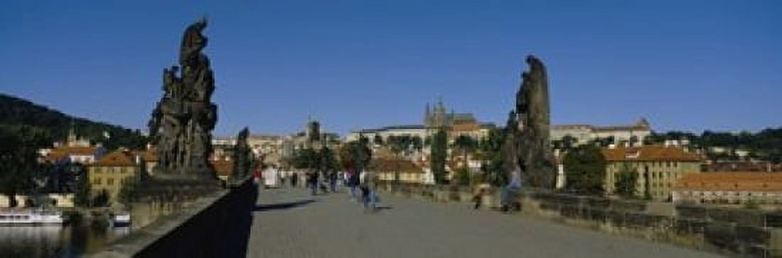 People walking on a bridge Charles Bridge Prague Czech Republic Canvas Art - Panoramic Images (18 x 6)