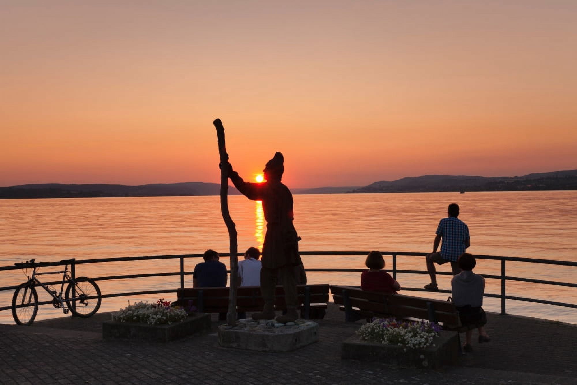 People watching the sunset at the promenade Unteruhldingen Lake Constance Baden-Wurttemberg Germany Canvas Art - Panoramic Images (27 x 9)