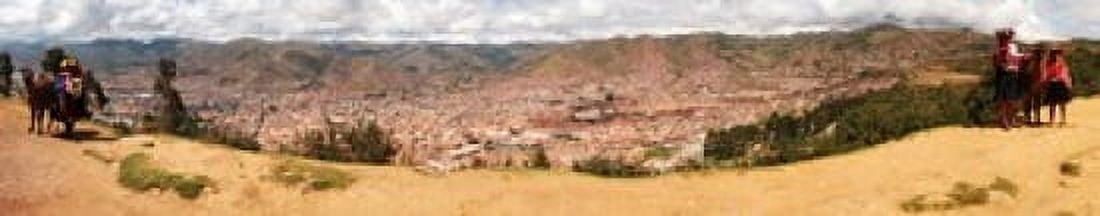 People with cattle on a hillside Cuzco Peru Canvas Art - Panoramic Images (38 x 8)