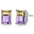 thumbnail image 1 of Peora Ametrine Earrings for Women in 14 Karat White Gold, Classic Solitaire Studs, 7x5mm Radiant Cut, 2 Carats total, Friction Back, 1 of 7