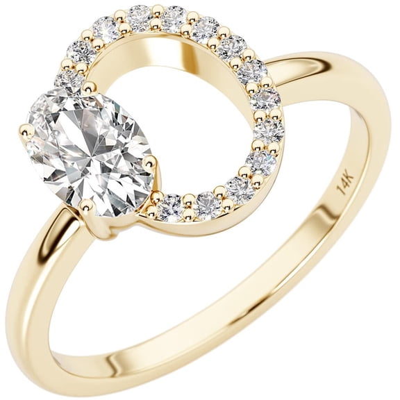 Peora Open Oval Lab Grown Diamond Ring in 14K Yellow Gold, 0.50 Carat total, E-F Color, VS Clarity, Size 9.5