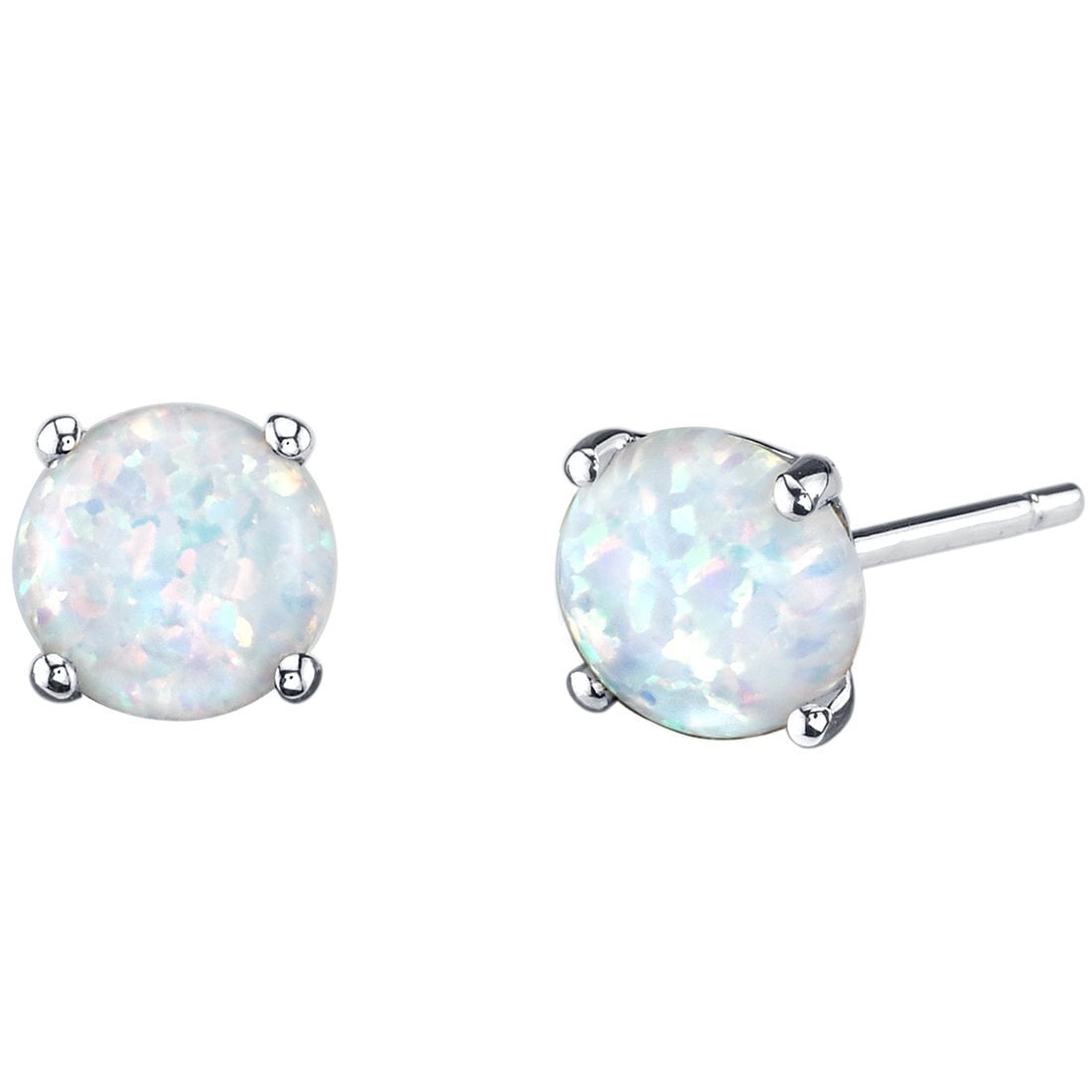 Peora 14K White Gold Created Opal & Diamond Pendant - Heart Shape, 6mm, With 0.07ct Genuine Diamond - View #12