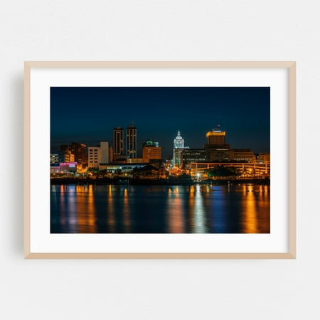 Peoria Skyline - Peoria Illinois Photography Oak Framed Wall Art Print 24 x 30 inches
