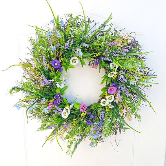 Peorpel Door Wreath for Spring Summer - Outside Wreaths 20 Inches Front Porch Decor Colorful Flower for All Season Outdoor Indoor