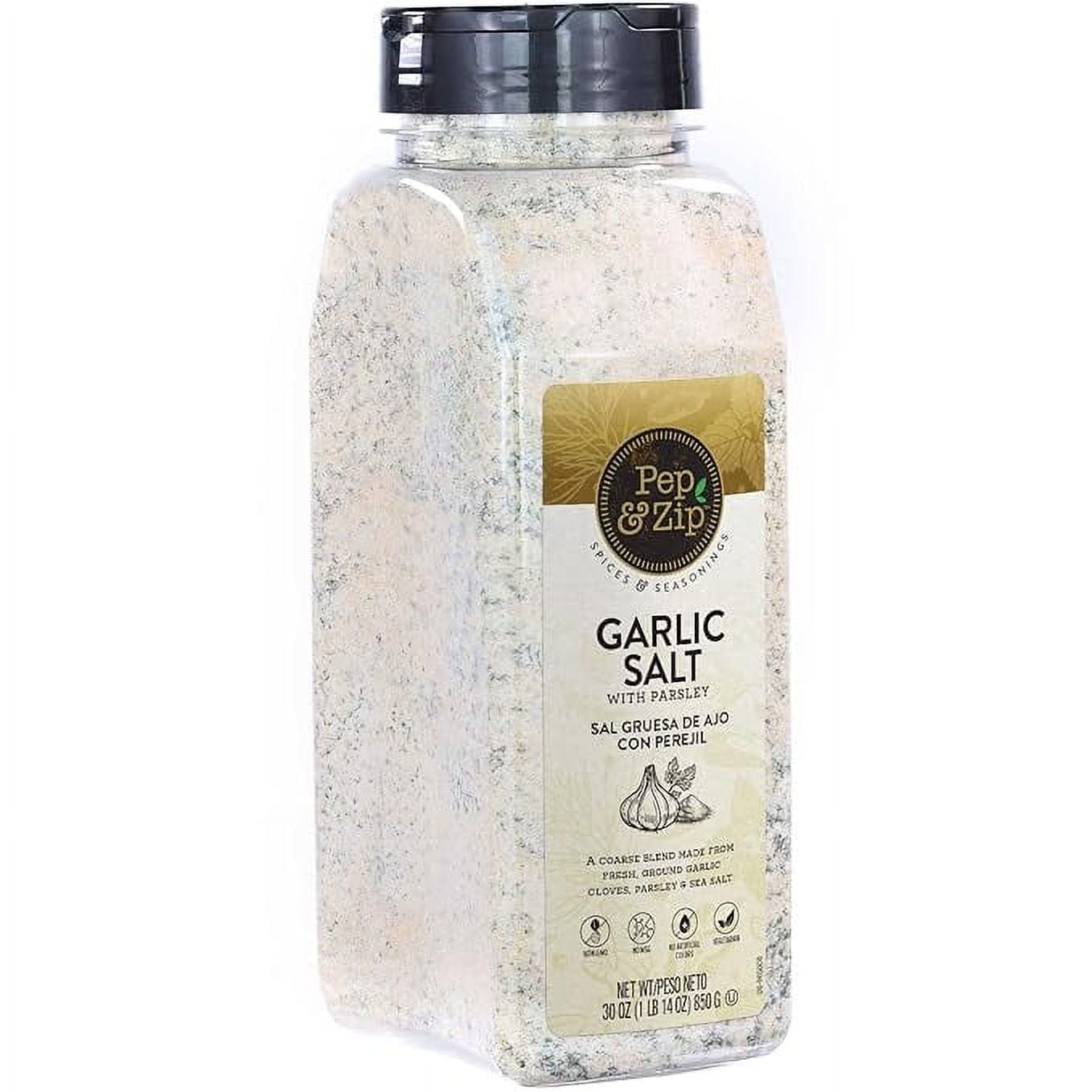 Pep and Zip Garlic Salt with Parsley/Sal Gruesa de ajo con