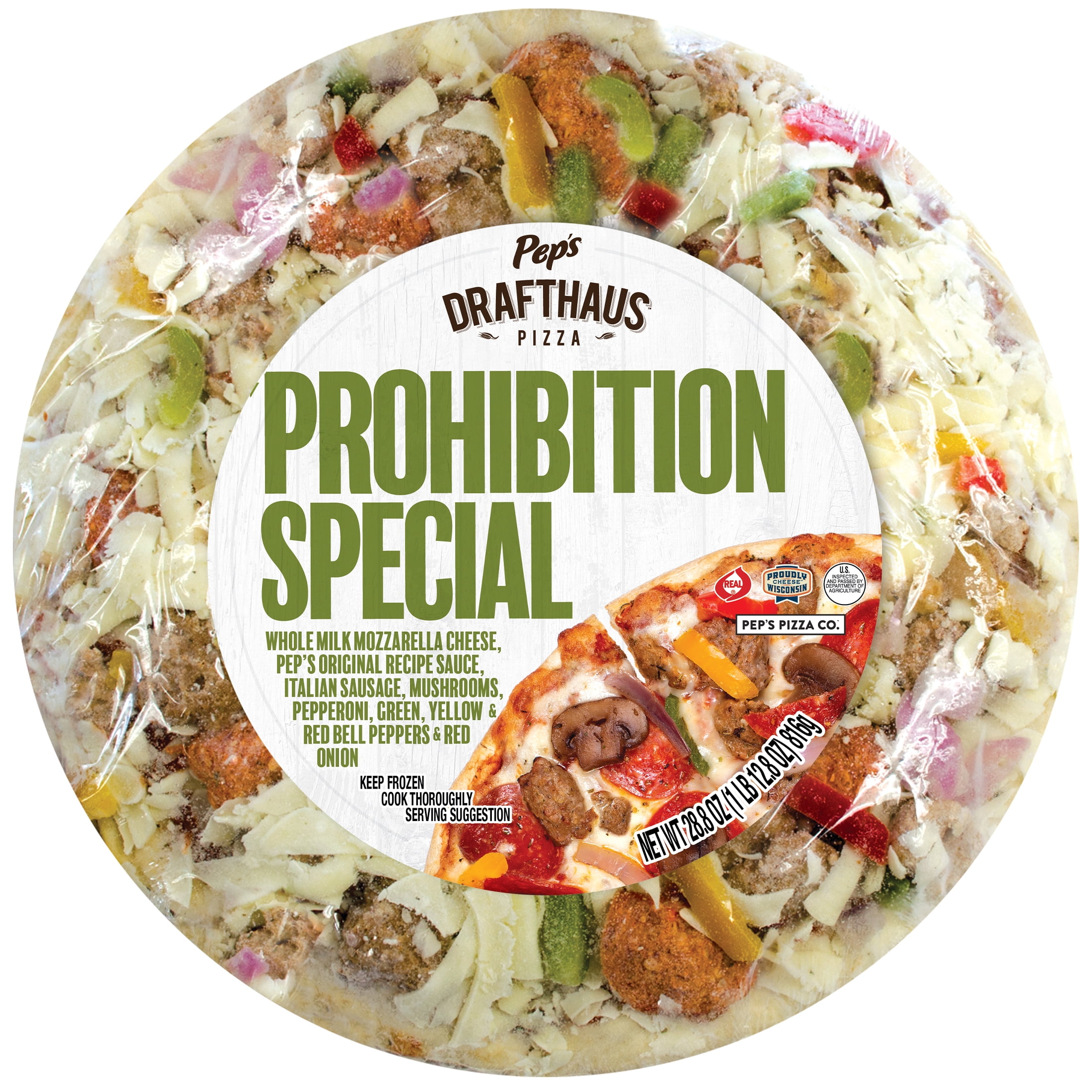 Pep's Drafthaus Original Prohibition Special Supreme Frozen Pizza 28.8oz, Marinara Sauce