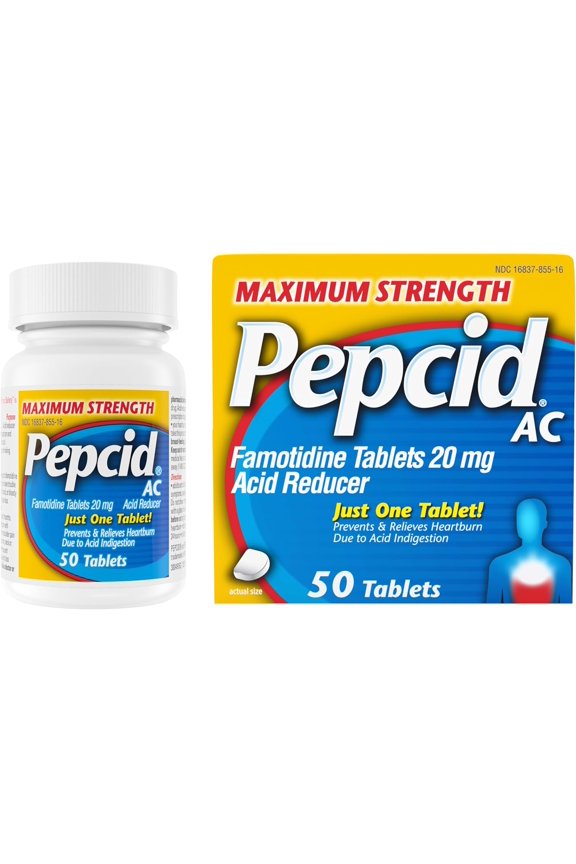 Maximum Strength Pepcid AC All-Day Heartburn Relief Treatment, 50 counts, famotidine