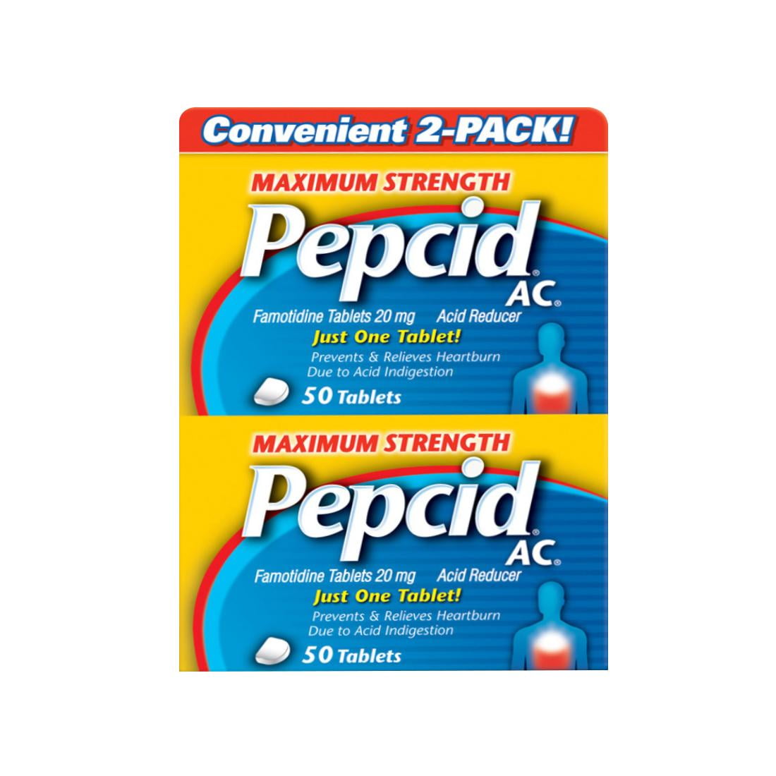 Pepcid AC Maximum Strength Famotidine 20 mg Acid Reducer 50 ct, Pack of 2