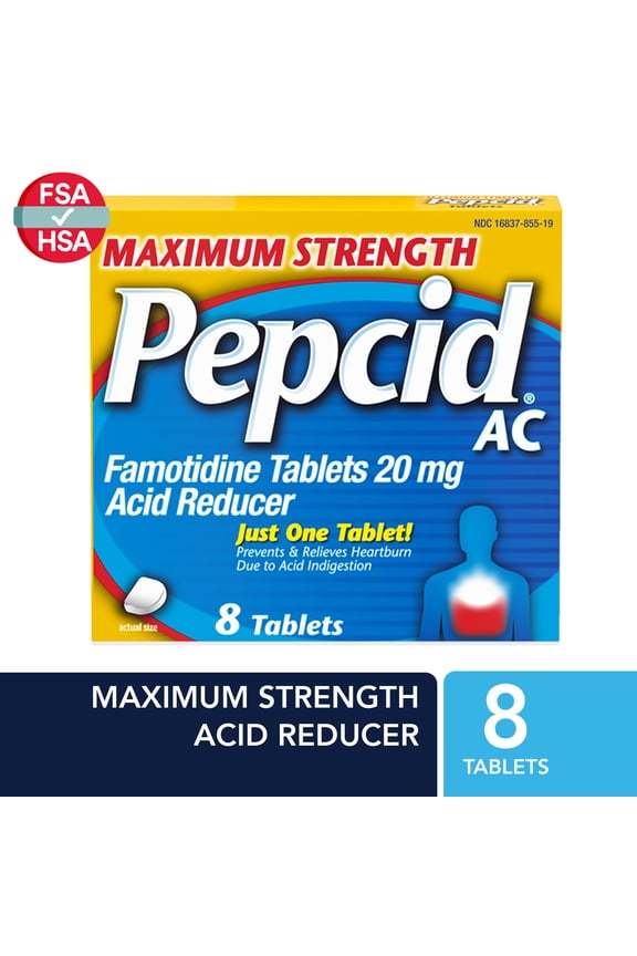 AC Maximum Strength Heartburn Medicine, 20 mg Famotidine, 8 Count
