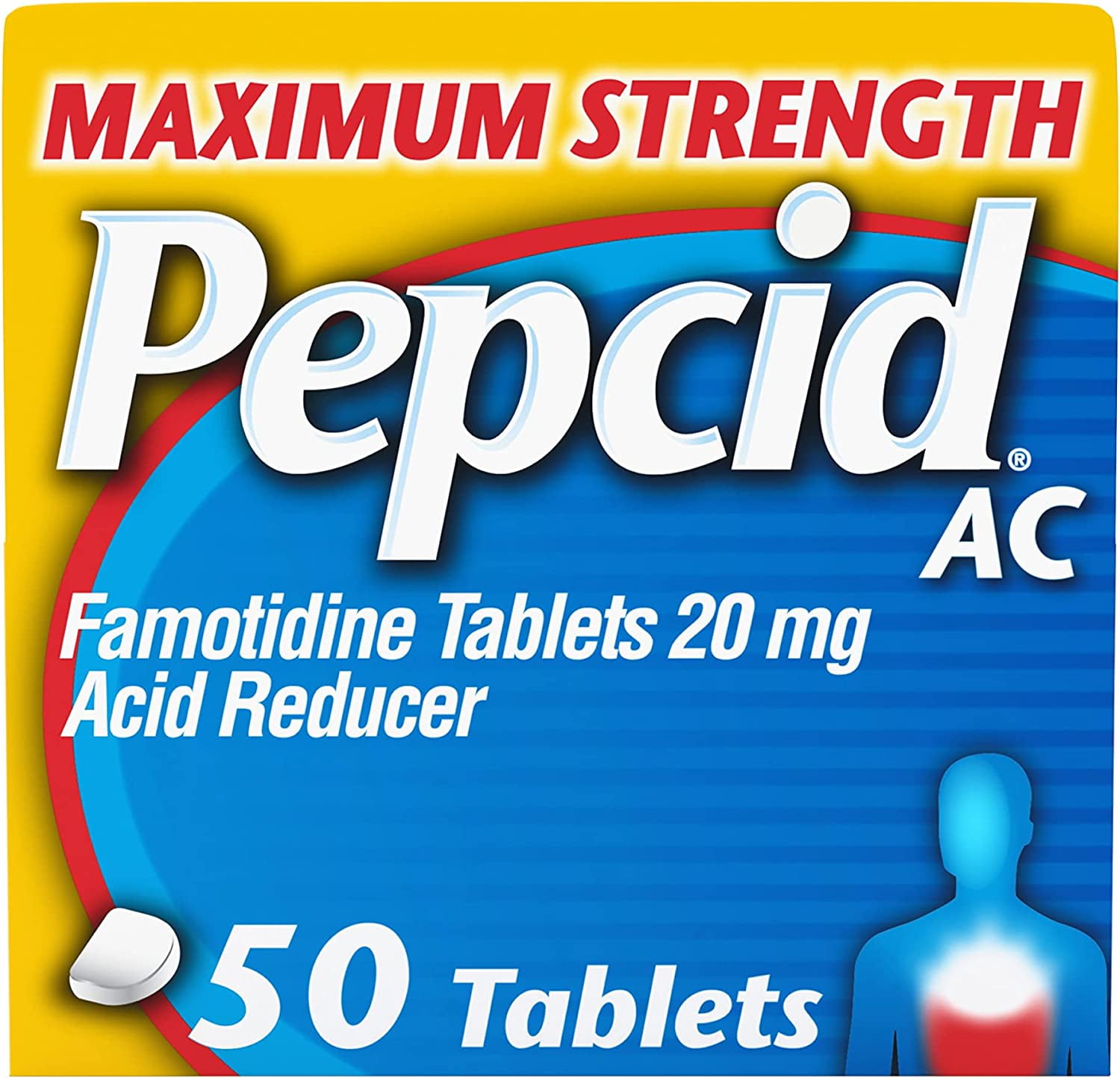 Pepcid AC Maximum Strength Heartburn Relief Tablets, Prevents & Relieves Heartburn Due to Acid