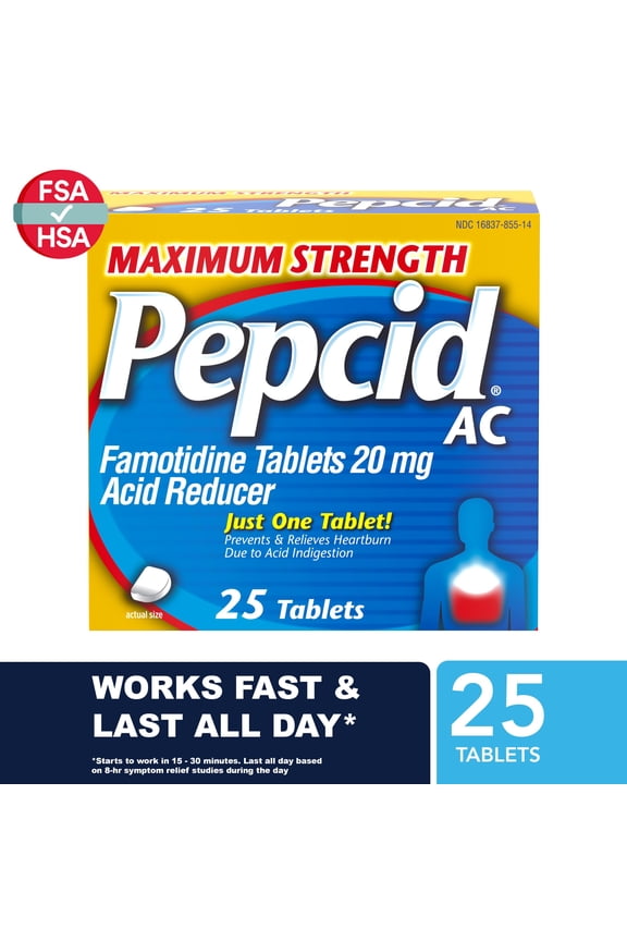 AC Maximum Strength Heartburn Medicine, Famotidine, 25 Count
