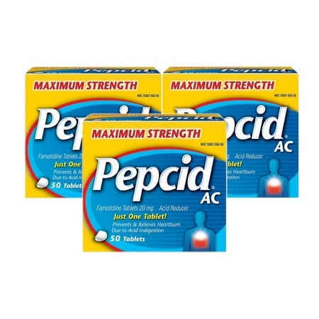 Pepcid AC Tablets Maximum Acid Reducer, 50 ea (Pack of 3)