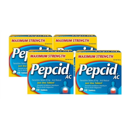 Pepcid AC Tablets Maximum Acid Reducer, 50 ea (Pack of 4)