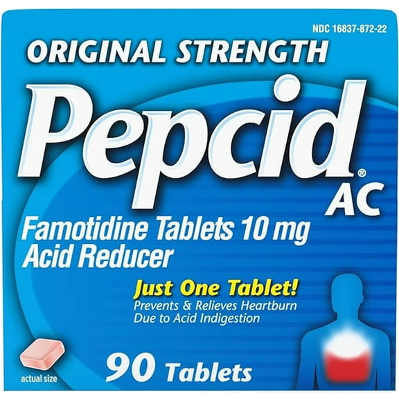 Pepcid Ac Acid Reducer Famotidine 10 Mg Tablets - 90 Ea, 3 Pack