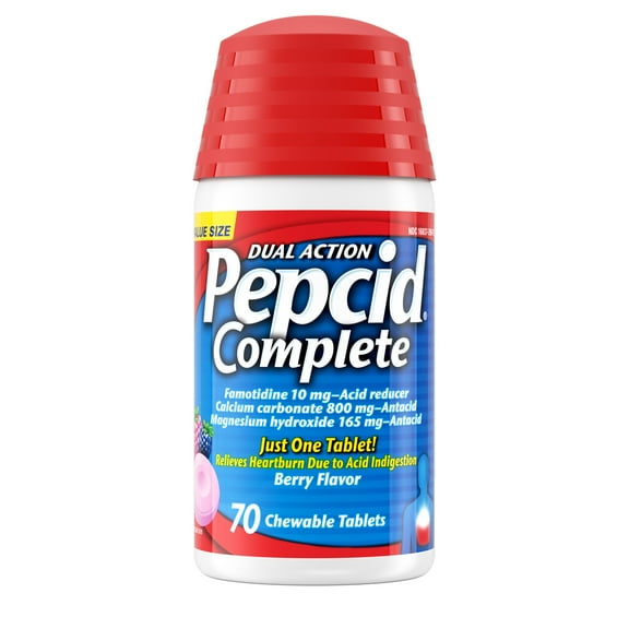 Pepcid Complete Acid Reducer + Antacid Chews, Berry Flavored, 70 Count
