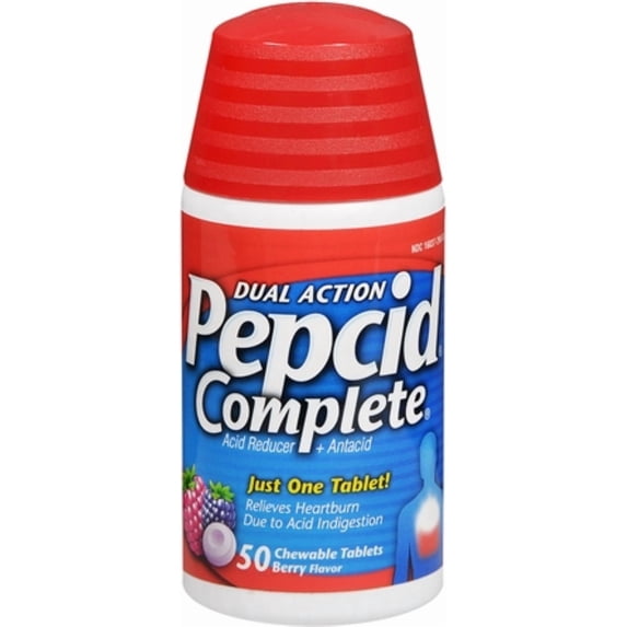 Pepcid Complete Chewable Tablets Berry Flavor 50 Tablets (Pack of 3)