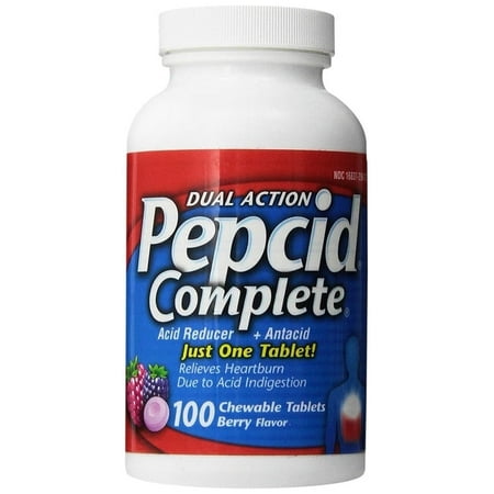 Pepcid Complete Dual Action Acid Reducer and Antacid Chewcap, Berry Flavor, 100 Ct