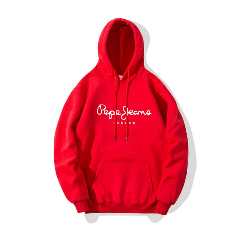 Pepe Jeans London Letter Print Sweatshirt for Men Trendy Fleece Lined Pullover