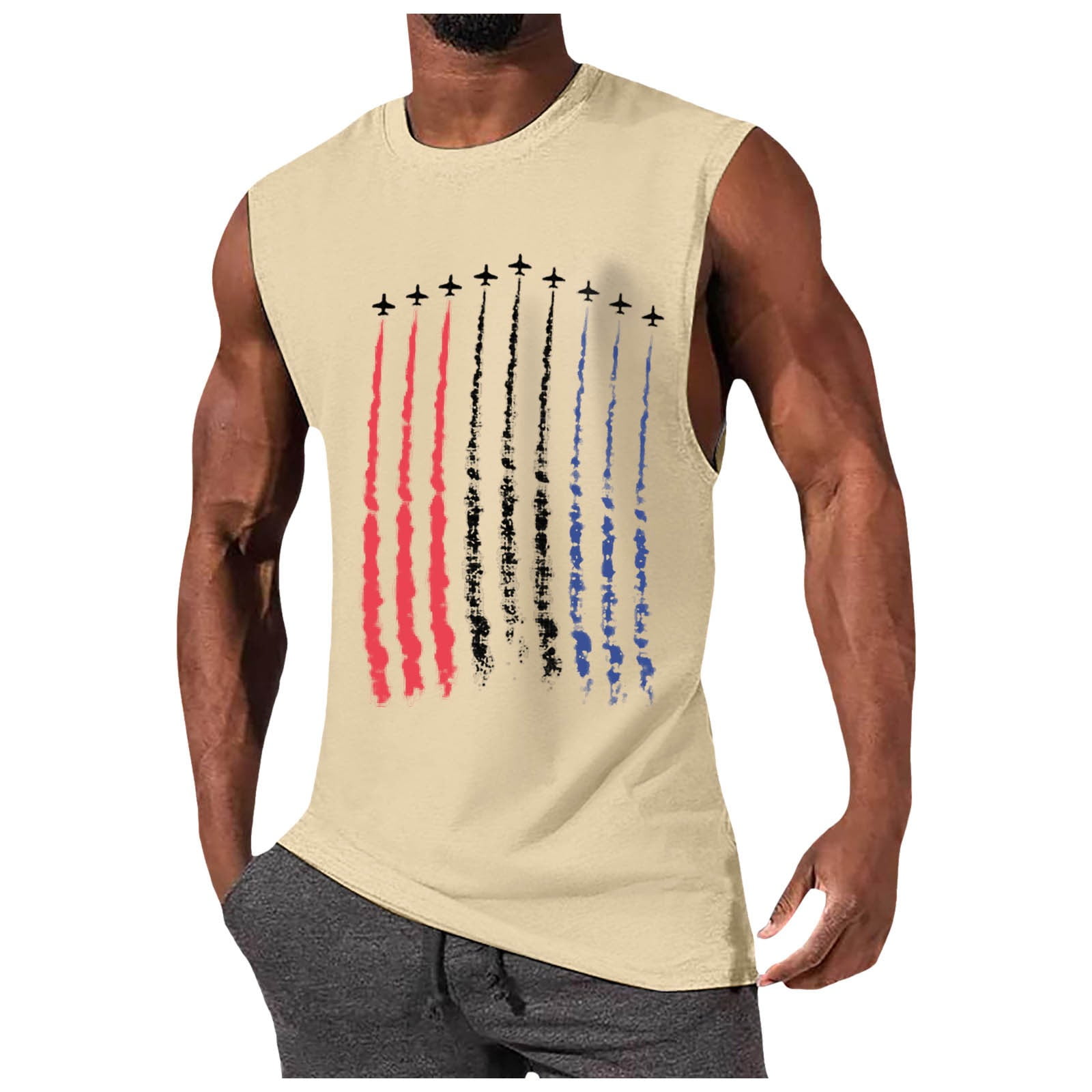 Pepeey 4th of July Tops for Men Black Tank Tops Men Summer Tanks Tank